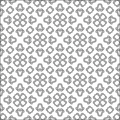  Geometric vector pattern with triangular elements. Seamless abstract ornament for wallpapers and backgrounds. Black and white colors. 