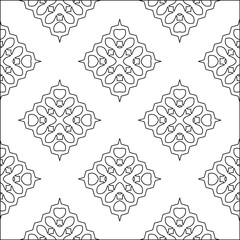  Geometric vector pattern with triangular elements. Seamless abstract ornament for wallpapers and backgrounds. Black and white colors. 