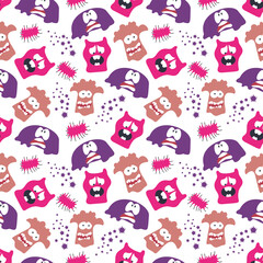 seamless pattern with monsters vector illustration