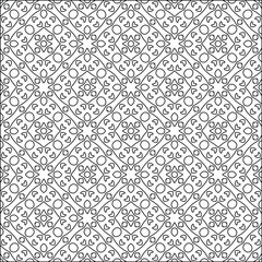 Geometric vector pattern with triangular elements. Seamless abstract ornament for wallpapers and backgrounds. Black and white colors. 