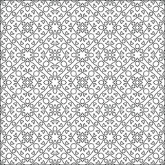 Geometric vector pattern with triangular elements. Seamless abstract ornament for wallpapers and backgrounds. Black and white colors. 