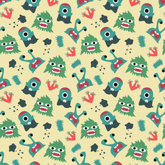 monster seamless pattern design. vector illustration