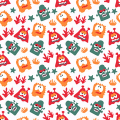 Obraz premium seamless pattern with monsters vector illustration
