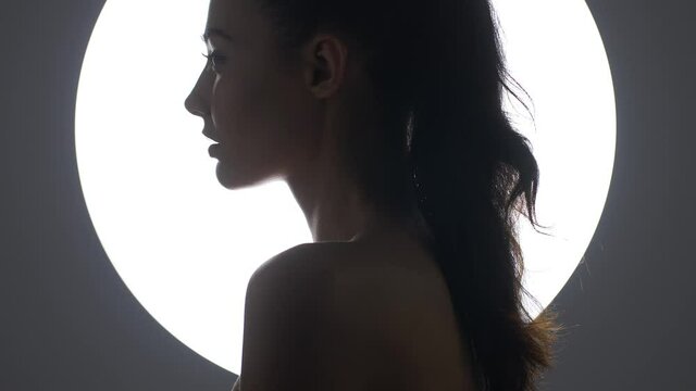 Fine Art Fashion Studio Portrait of Woman at Full Moon