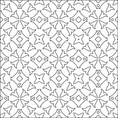 Geometric vector pattern with triangular elements. Seamless abstract ornament for wallpapers and backgrounds. Black and white colors. 