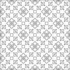 Geometric vector pattern with triangular elements. Seamless abstract ornament for wallpapers and backgrounds. Black and white colors. 