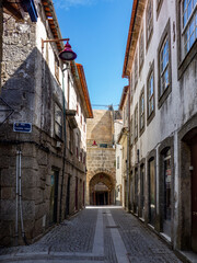 View of one of the old gateways of the city wall of Guarda, Portugal
