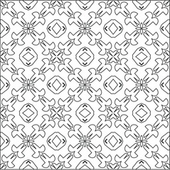 Geometric vector pattern with triangular elements. Seamless abstract ornament for wallpapers and backgrounds. Black and white colors. 