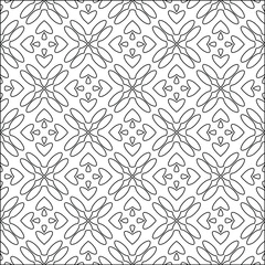 Geometric vector pattern with triangular elements. Seamless abstract ornament for wallpapers and backgrounds. Black and white colors. 