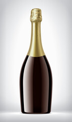 Glass Bottle on background with Gold Foil. 