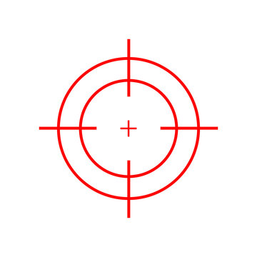 Crosshair icon. Red target symbol. Sniper scope sign. Vector isolated on white
