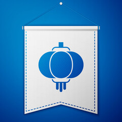 Fototapeta premium Blue Chinese paper lantern icon isolated on blue background. White pennant template. Vector