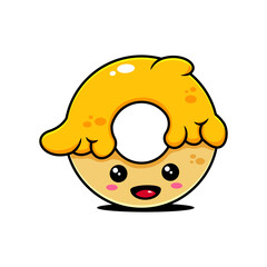 vector delicious banana donut illustration design. The delicious banana donut design with an outline is suitable for stickers, icons, mascots, logos, clip art, and other graphic purposes