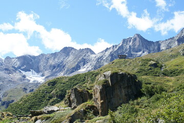Panoramic view of the mountains in Antrona Schieranco, Piedmont (Italy)