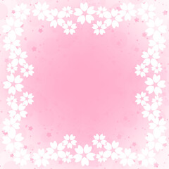 桜の背景　正方形　ピンク＆ホワイト