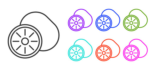 Black line Kiwi fruit icon isolated on white background. Set icons colorful. Vector