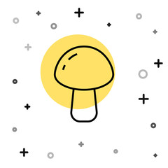 Black line Mushroom icon isolated on white background. Random dynamic shapes. Vector