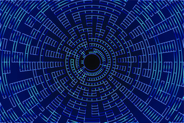 Vector hi tech backround. Blue hi-tech blue dark backdrop. Modern, cyber, neon background. Abstract web circles.
