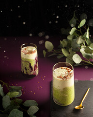 Indian Green Lassi Smoothie with spinach. classic traditional indian drink
