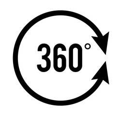 Angle 360 degrees sign icon. Geometry math symbol. Full rotation. Design elements. Curved many streak. Abstract Circular logo element on white background isolated. Vector illustration EPS 10