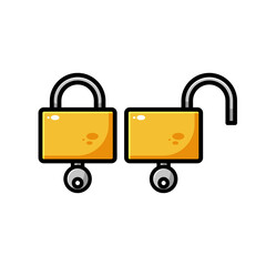 vector padlock illustration design. The padlock with an outline is suitable for stickers, icons, mascots, logos, clip art, and other graphic purposes