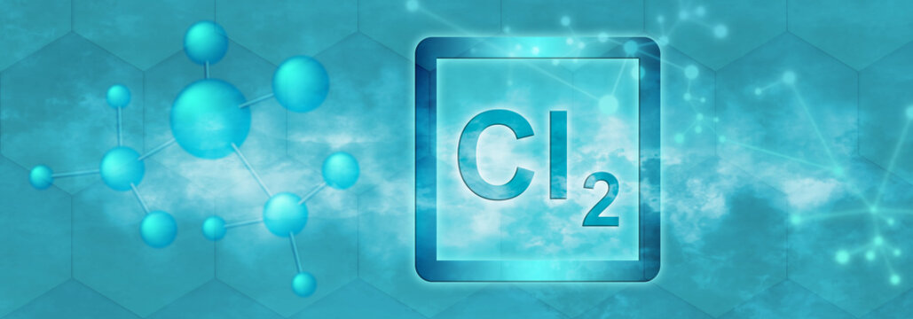 Cl2 symbol. chlorine molecule