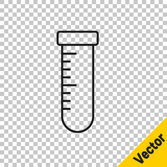 Black line Test tube and flask chemical laboratory test icon isolated on transparent background. Laboratory glassware sign. Vector