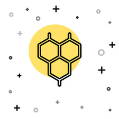 Fototapeta premium Black line Chemical formula icon isolated on white background. Abstract hexagon for innovation medicine, health, research and science. Random dynamic shapes. Vector