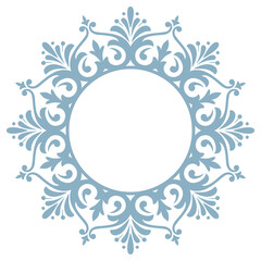 Decorative frame Elegant vector element for design in Eastern style, place for text. Floral blue and white border. Lace illustration for invitations and greeting cards