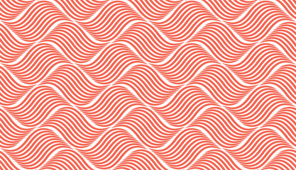 The geometric pattern with wavy lines. Seamless vector background. White and pink texture. Simple lattice graphic design