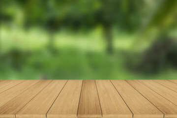 Wooden board empty table in front of blurred background. Can be used for display or montage your products.Mock up for display of product.