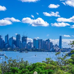 Naklejka premium Sydney Harbour Bridge opera house australia botanical gardens city CBD Sydney Bondi Manly Beach famous ferry zoo financial buildings apartments real estate western eastern suburb yacht Luna park