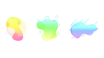 Abstract Set Liquid Color Collection Geometric Shapes Fluid Gradient Dynamic Elements Banner Logo Vector Desgin Style Trendy