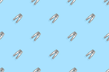 Denim pants seamless pattern. Bright background from jeans. 