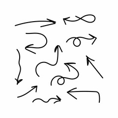 Fototapeta premium Set of arrows drawn by hand. Doodle, sketch. Vector illustration.