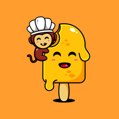 cute monkey character design themed delicious ice cream