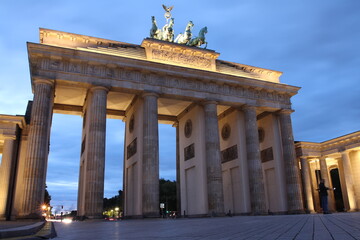 BERLIN, GERMANY - October 10, 2020: The Brandenburg Gate, landmark of Germany at sunset