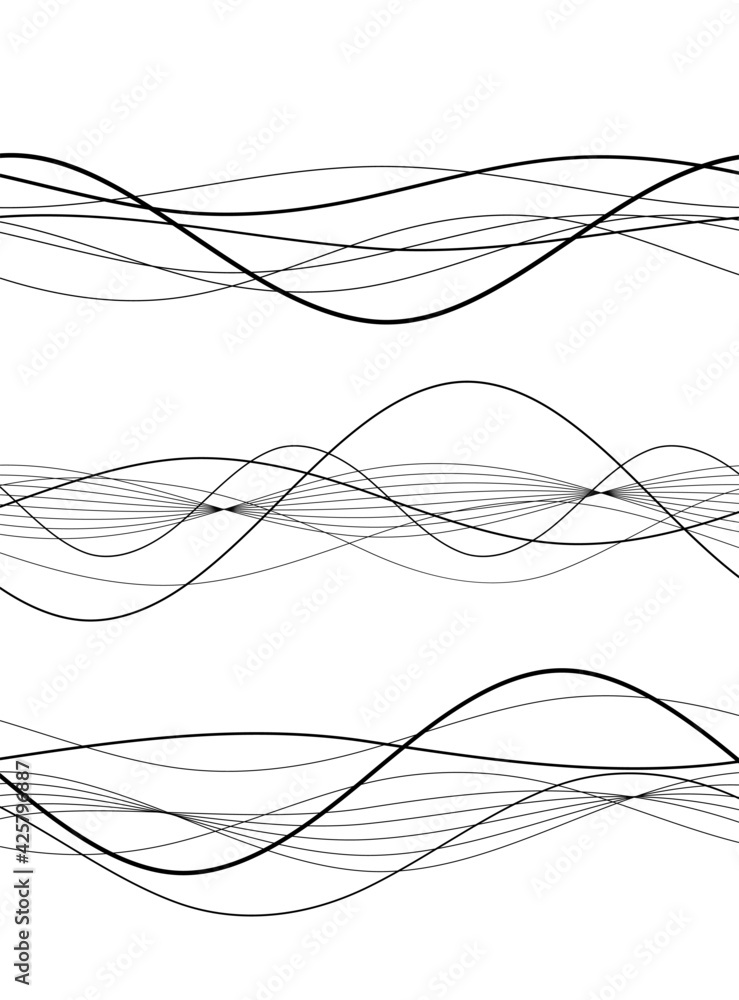 Poster design elements. wave of many gray lines. abstract wavy stripes on white background isolated. creati