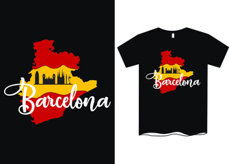 Barcelona Spain World Map T-Shirt Design