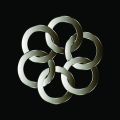 Vector identity silver metal circles interconnected. Supplement to the logo elements in black background