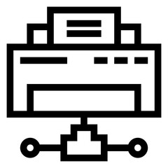 
Paper inside machine denoting shared printer linear icon, download premium design

