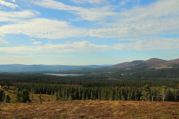 Naklejka na ściany i meble View out from high up in the Cairngorms