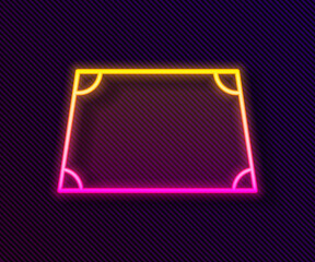 Glowing neon line Acute trapezoid shape icon isolated on black background. Vector