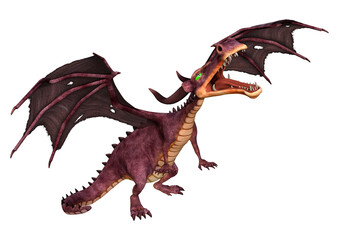 3D Rendering Fairy Tale Dragon on White