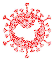 Naklejka premium Vector Chinese covid virus covid mosaic icon combined for pandemic wallpapers. Chinese covid virus mosaic is done from tiny covid viral parts.