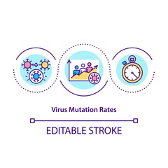 Virus mutation rates concept icon. RNA virus genomes development idea thin line illustration. Enhanced evolvability. Disease spreading. Vector isolated outline RGB color drawing. Editable stroke