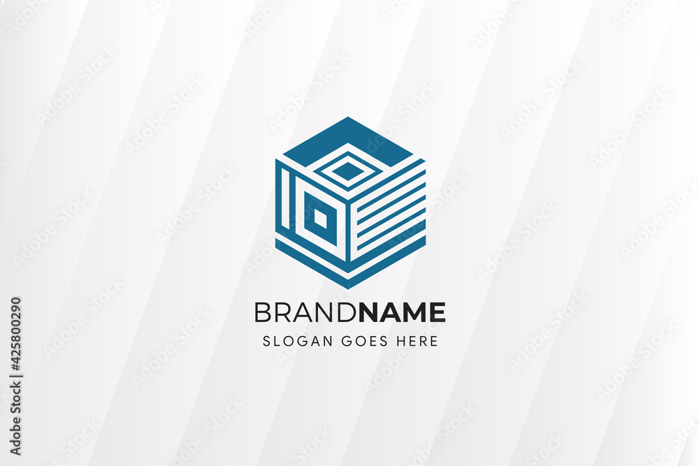 Poster abstract architecture logo design template use combination geometric square and hexagon shapes. busi