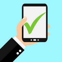 Check, Lösung oder Häkchen auf dem Smartphone