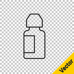 Black line Eye drop bottle icon isolated on transparent background. Vector