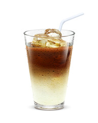 グラス アイスカフェオレ 氷 飲み物 イラスト リアル ストロー